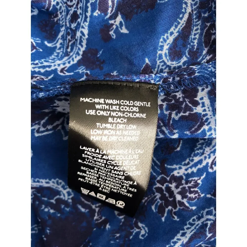 Free People Button-Up Top Floral Lightweight Blue Motif Women's Medium NEW